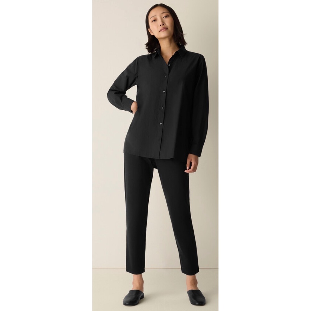 Eileen Fisher Washable‎ Flex Ponte Slim Ankle Pant Black Pull On XS $198